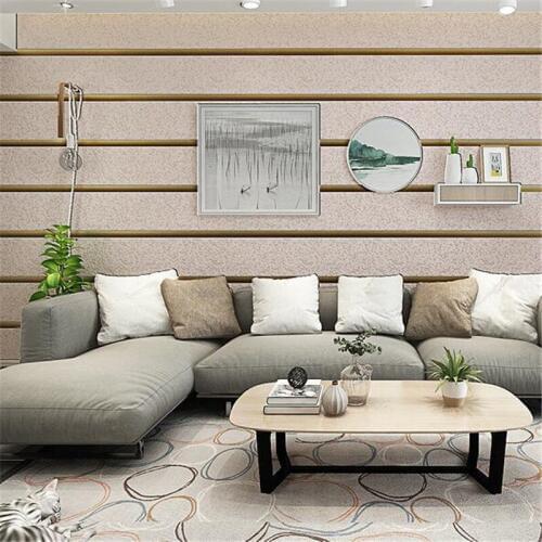Beibehang Modern minimalist horizontal stripes deerskin non-woven wall paper bedroom living room TV backdrop stripe wallpaper