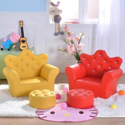 Single Baby Lovely Children Sofa Sofa Cartoon Crown Infant Small Paper Art Children Room Sofa Sofa Chair