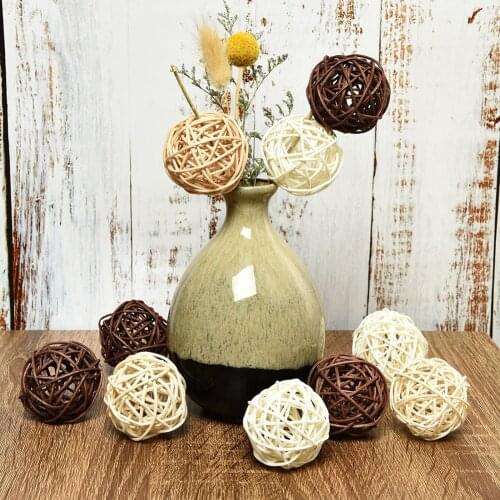 15pcs/lot 5cm Baby Shower Rattan Balls Birthday Wedding Decoration Wicker Ball Christmas Party Home DIY Craft Ornament