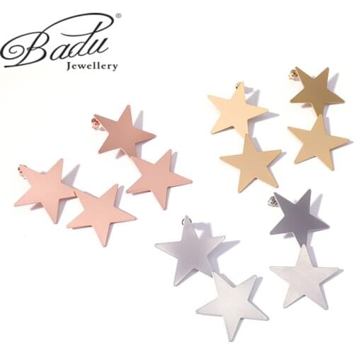 Badu Star Earrings Simple Tricolor Pendant Exaggerated Earrings Girlfriend Party Classic Temperament Jewelry Precious Gifts