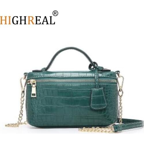 HIGHREAL New Fashion Designer Handbag Embossed Crocodile Leather Portable Bag Small Clutch Bag Lady Hand Bag Purse