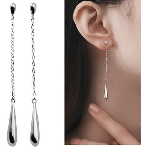 Trendy Water Drop Earrings For Women Jewelry Top Quality 925 Sterling Silver Earring Lady Tassel Accessories Girl Students Bijou