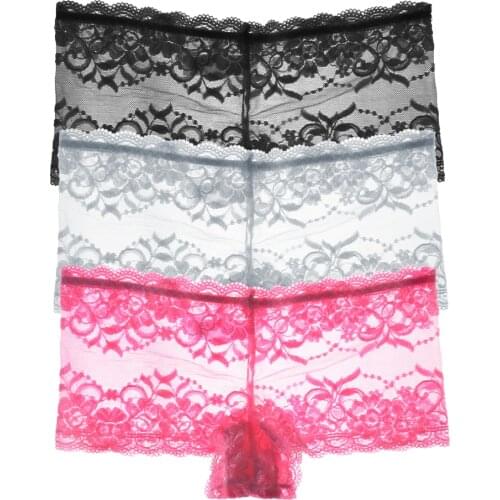 Plus Size XXXXXL XXXXL XXXL Lace Boxer Briefs Panties Women Underwear Boy Shorts Pants Transparent Boyshort Female Sexy Lingerie