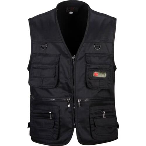 4 Colors Male Casual Multi Pocket Vest For Summer Men Solid Photographer Shooting Outerwear Zipper Waistcoat Sleeveless Jacket