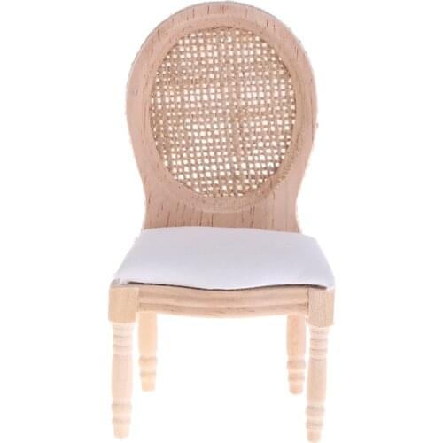 1/12 Dolls Miniature Furniture Wooden Unpainted Dining Chair for Dollhouse Decor New