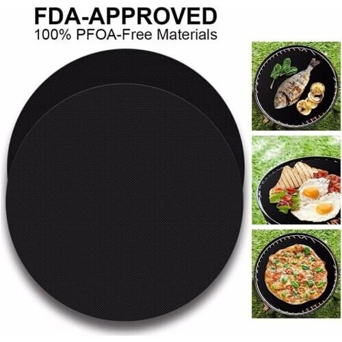 2pcs Non-stick Mat Round Pan Fry Liner Sheet Cooking Wok Sheet Pad Kitchen Eco-Friendly Easy Cleaning Kitchen Tools