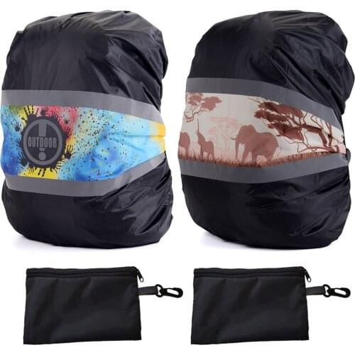30-55L Climbing Backpack Rain Cover Outdoor Hiking Reflective Bag Cover Waterproof Bag Rain cover Camo Cycling Safety Light