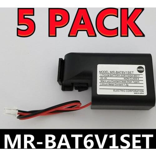 5 PACK Original NEW MR-BAT6V1SET For Mitsubishi Servo MR-J4 6V PLC Lithium Battery With Connectors