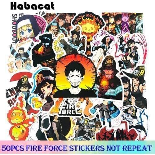 50Pcs/Set Fire Force Stickers Japanese Anime Stickers For Decal On Guitar Suitcase Laptop Phone Fridge Motorcycle