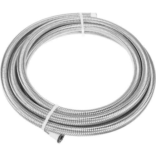 8FT AN4 AN6 AN8 AN10 Fuel Hose Oil Gas Cooler Hose Line Pipe Tube Outside 304 Stainless Steel Braided Inside CPE Rubber