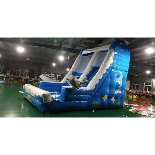 Free Air Blower offered Factory Customized PVC Mesh Inflatable Bounce With Slide Dolphin Slide