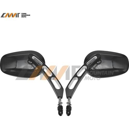 Black Cut RearView Side Mirrors case for Harley Sportster 883 1200 X48 Softail Touring Dyna