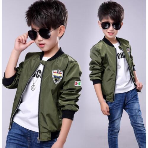 Children Jackets for Boy Coat Bomber Jacket Army Green Boys Windbreaker Jacket letter Print Kids Clothing 2019 Spring Autumn