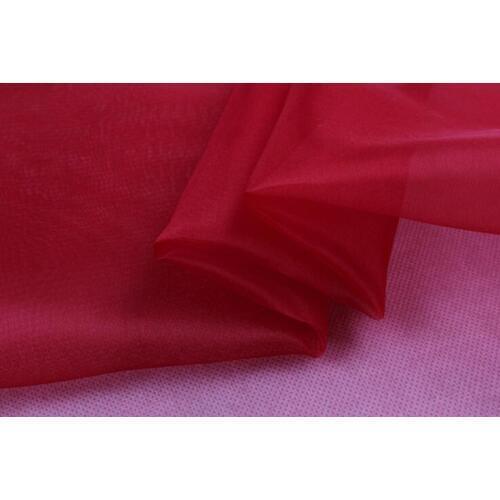 Howmay 100% pure silk fabric organza 6m/m 140cm width dark red 37# solid color for costume decoration