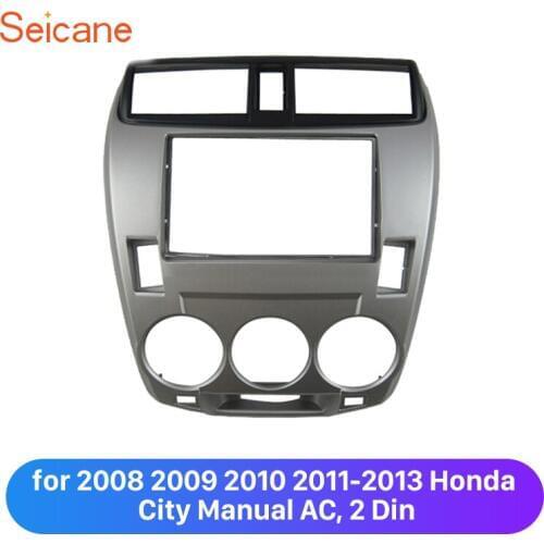 Seicane 2 Din Car Fascia Frame Trim Kit in Dash for 2008 2009 2010 2011-2013 Honda City Manual AC Installation Refitting Plate