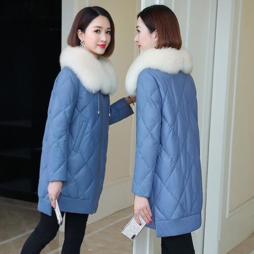 100% Real Sheepskin Coat Winter Natural Fox Fur Collar Duck Down Jacket Female Clothes 2020 Korean Genuine Leather Jackets 205z