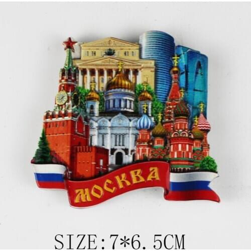 Russia Red Wall Tourist Gifts Hot Selling Fasion Moscow 3D Resin Refrigerator Magnetic Stickers Travel Fridge Magnet Souvenir