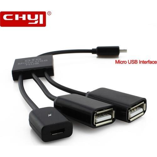 Micro USB OTG Hub Male to Female Double 3 Ports USB 2.0 Host Splitter Adapter USB Cable Converter Extender For Android Phone