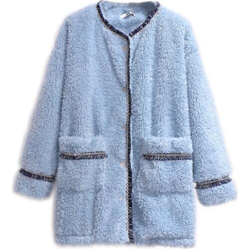 Fashion Oversize Lamb Wool Coat Women Spring Autumn Loose Plus cashmere Warm Outerwear Plus size XXL-6XL Cashmere Jackets G988