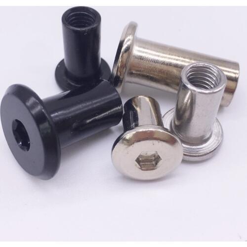 Wkooa M6 M8 M10 1/4-20 Barrel Nut Black Flat Head Hex Socket Sleeve Furniture Hardware Pack 50