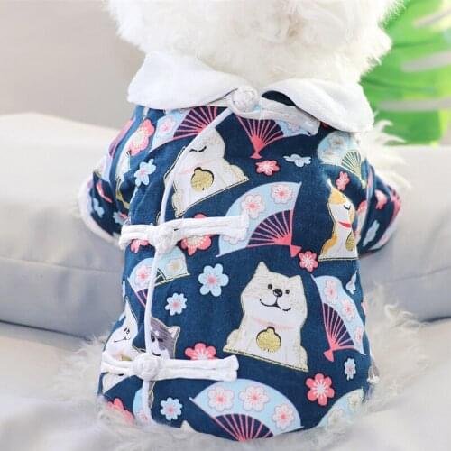 Dogs New Year festive Tang suit clothes Autumn and winter clothes Teddy Cats New Year Bichon Pets Winter small dogs thicken