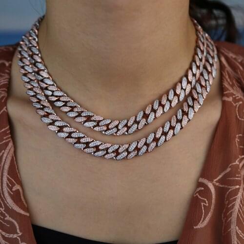 2021 New Fashion High Quality 5A Cubic Zirconia CZ Hip Hop Bling 12mm Width Heavy Cuban Choker Necklace Hip Hop Women Jewelry