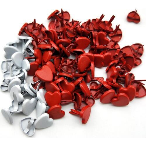 50Pcs 7Color Charm Heart Brads Diy Scrapbooking Photo Album Embellishment Decoration Fastener Brads Metal Crafts Making Gift 8mm