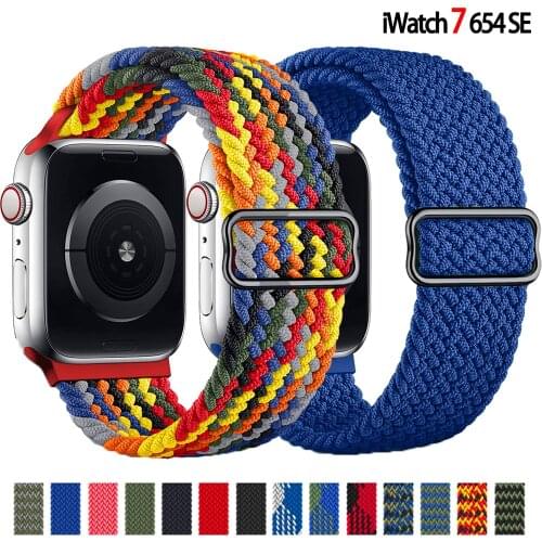 Braided Solo Loop For Apple watch band 44mm 40mm 38mm 42mm Nylon Adjustable Elastic belt bracelet iWatch series 3 4 5 se 6 strap