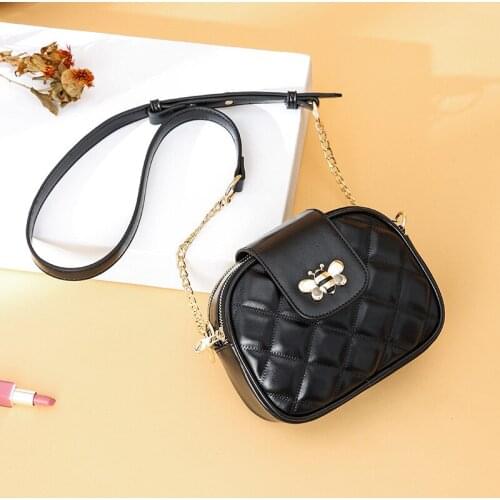 Rhombus Chain Messenger Bag Small Bag 2021 New Trendy Fashion Trending All-Matching Style Bag with Bee Pattern