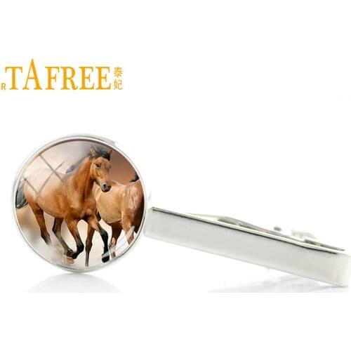 TAFREE best fashion love horse jewelry men tie clips vintage animal art leopard wolf cock necktie bar pin clamp clasp A02