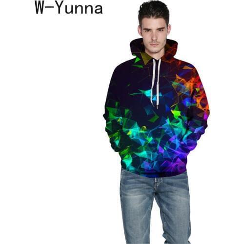 W-Yunna S-5XL Loose Fashion Mens/Women Streetwear Hip Hop Hoody Unisex Leisure Winter Autumn Geometric Design Sweatshirts
