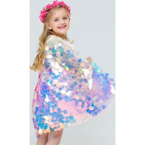 Girls Mermaid Cloak Flash Shimion Cute Princess Sweet Cloak Vestidos Verano Sunscreen clothes Halloween Costumes for Girl