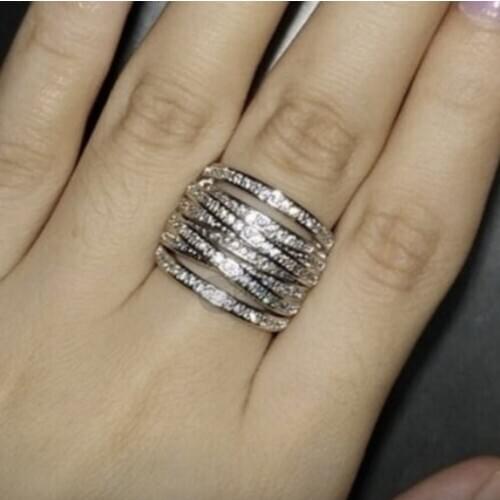 High quality Stamp 10KT 925 Sterling silver Ring Luxury with pave diamond Compatible rings for Women men European style Jewelry