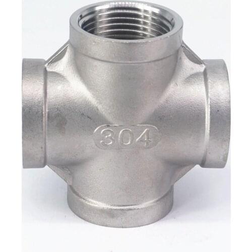 1" BSP Female 304 Stainless Steel Cross 4 Way Connector Pipe Fitting water oil air