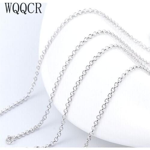 WQQCR 1PC Retail Real 925 Sterling Silver Pearl Necklace With Flexible Lobster Clasps 16"-30" For Choice Cross Chains