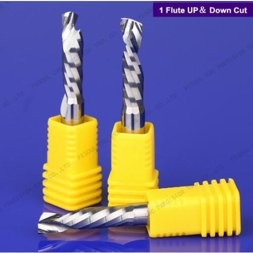 10PCS-Up &Down Cut-1 Flute Solid Carbide CNC End mill Bit Compression Cutter,Tungsten End Milling woodworking Tools,Wood tool