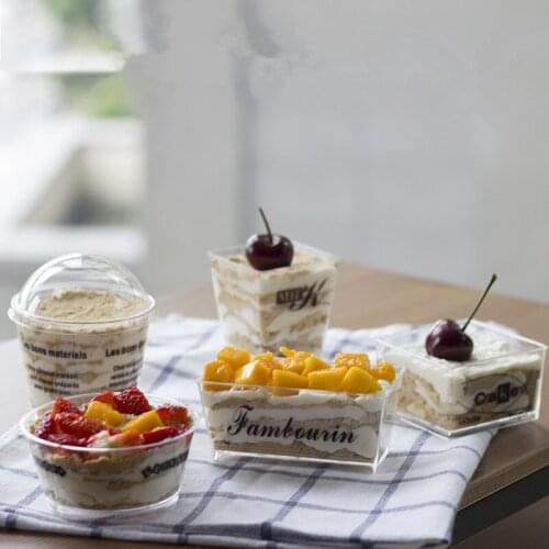 20pcs High quality hard plastic cups baking packaging cake dessert pudding yogurt jelly box birthday party favors cup with lid