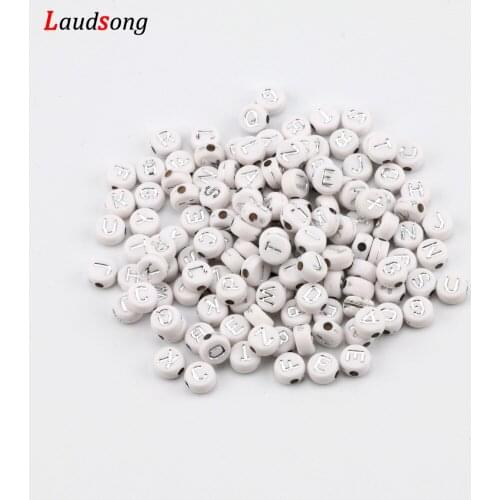 200pcs 7mm Mixed Silver Color Acrylic Letter Beads Flat Round Spacer Beads For Jewelry Making Handmade Diy Bracelet Accessories