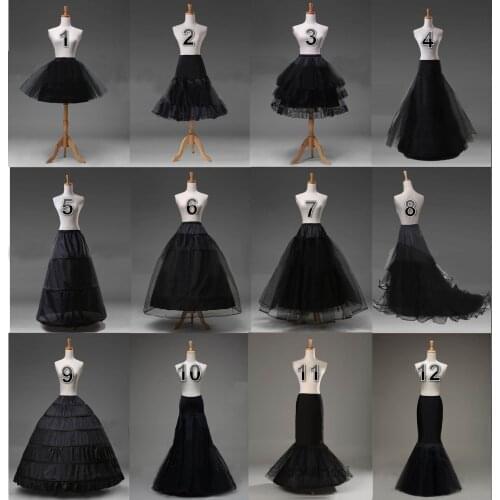 2019 wedding petticoat Flower girl dress petticoat Black Bridal Petticoat Crinoline Underskirt Hoop/Hoopless/Mermaid/Fishtail