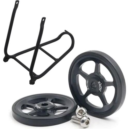 3Pcs Accessories: 1Pair 7075 Super Lightweight Easywheel for Brompton & 1Pcs Q Type Rear Rack for Brompton Bicycle 148G