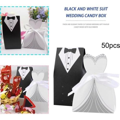 50pcs Wedding decoration bride groom candy boxes Wedding Favor and gifts paper for mariage boda Wedding Decoration bomboniere