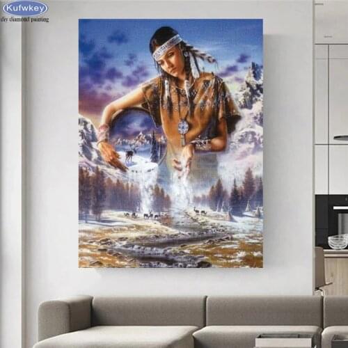 DIY 5D Diamond painting Woman Wolf 3D Diamond mosaic Full Drill Square round Diamond embroidery Cross Stitch kit Home Decoration