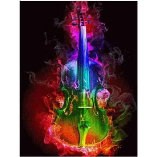 5d Diy Diamond Painting Abstract Flame Guitar Picture Rhinestone Embroidery Full Square / Round Drill Cross Stitch Mosaic DW010