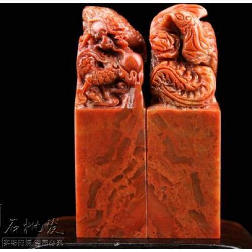 Free shipping Custom 2.5X2.5X8CM Shoushan Stone Practice Seal Stone Materials Engraved Stone Longfeng Chapter
