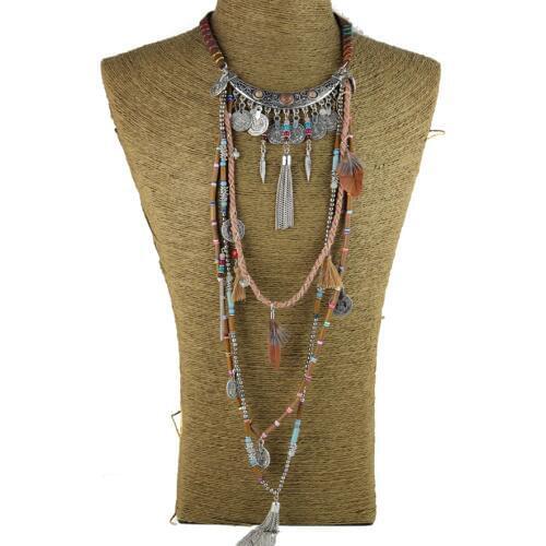 Gypsy Statement Vintage Long Necklace Ethnic jewelry boho necklace tribal collar Tibet Jewelry
