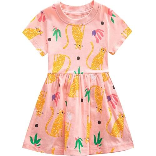 Jumping Meters New Arrival Animals Print Princess Girls Dresses Hot Selling Cotton Baby Summer Clothing Birthday Gifts Frocks