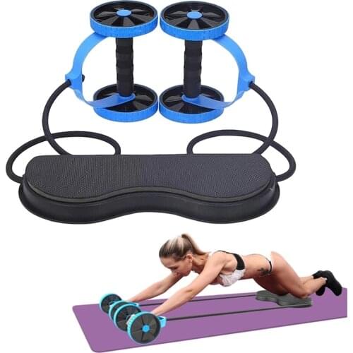 Double AB Roller Resistance Pull Rope ABS Wheel Roller Men Women Fitness Muscle Trainer Fitness Equipment for Gym Trainer