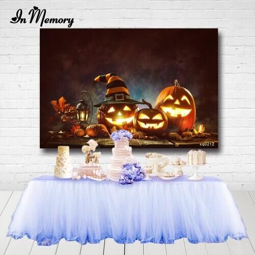 InMemory Halloween Day Party Backdrops For Photo Studio Black Pumpkin Lantern Photography Backgrounds Custom