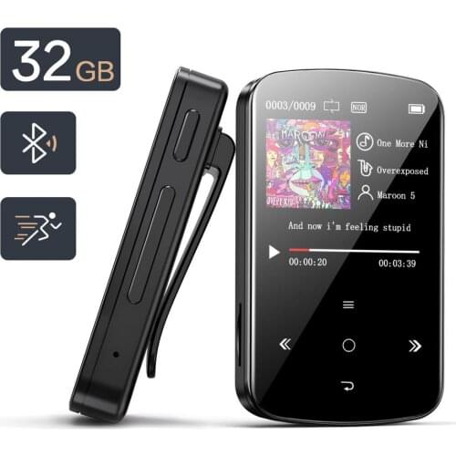 MP3 Player with Bluetooth Speaker Touch key Built-in 32GB HiFi Metal Mini Portable Walkman with radio FM recording
