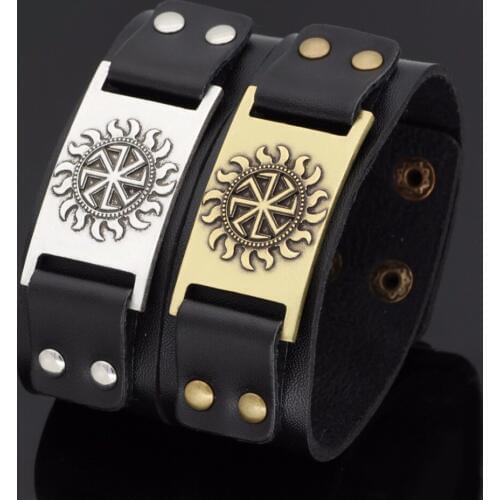 Slavic Viking gear symbol jewelry Pagan amulet pendant Slavic men bracelet
